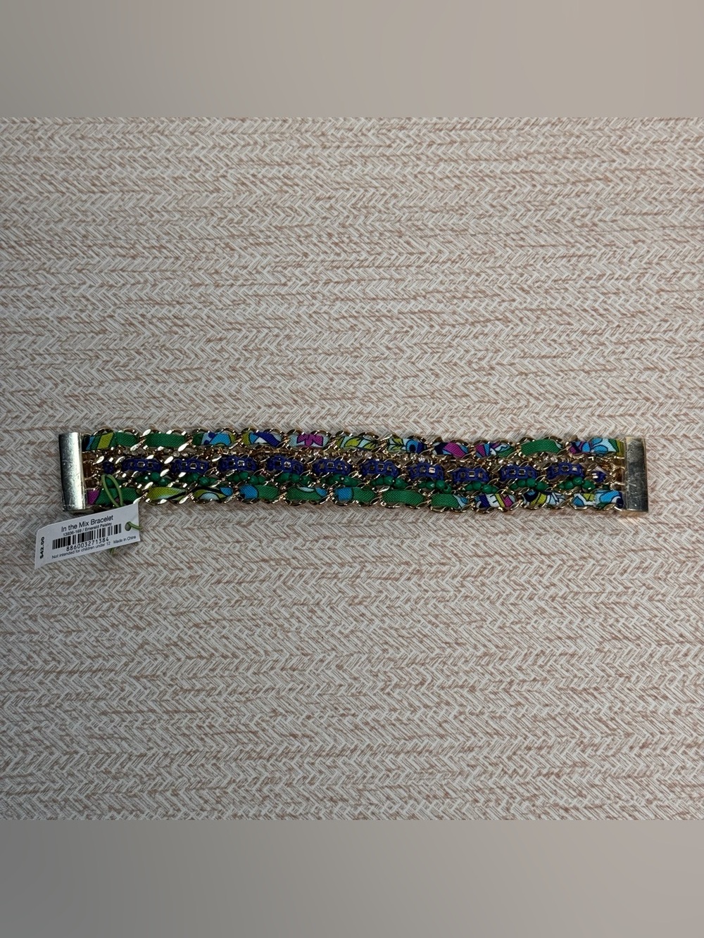 Vera Bradley In the Mix Bracelet Gold Metal Link Crystal Accents NWT